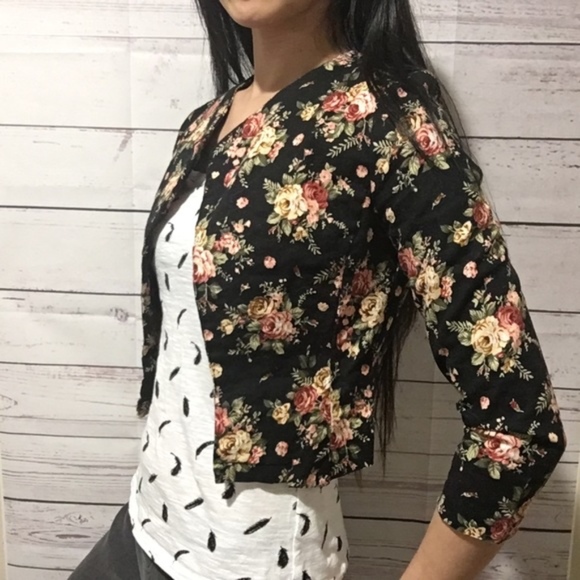 LUCCA COUTURE COTTON FLORAL COCKTAIL BLAZER - Picture 6 of 8